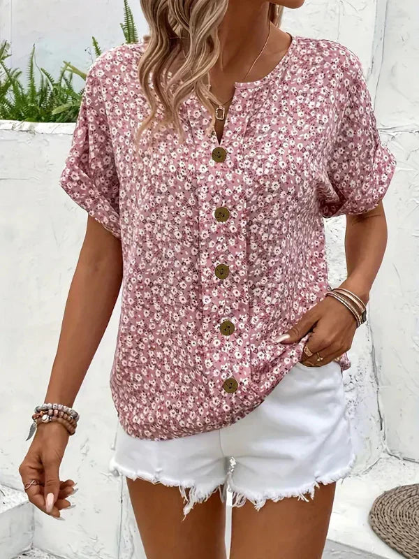 Amira - Floral Button-Up Blouse