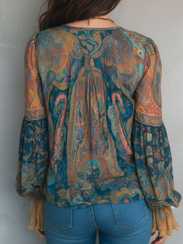 Selah Boho Paisley Chiffon Blouse