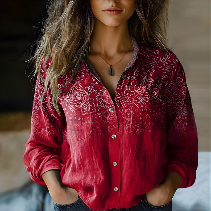 Natalie Printed Vintage Blouse