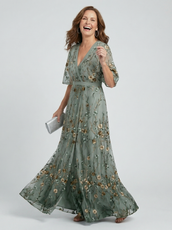 Gemma Floral V-Neck Flow Maxi Dress