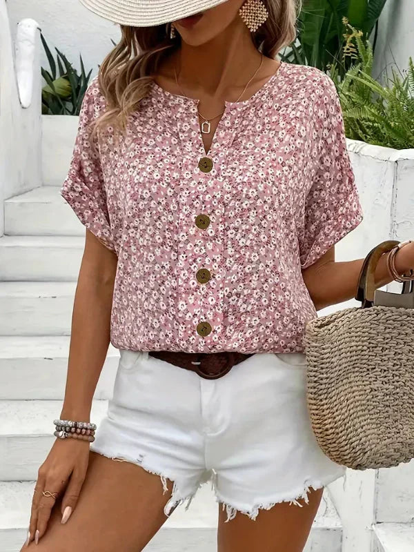 Amira - Floral Button-Up Blouse