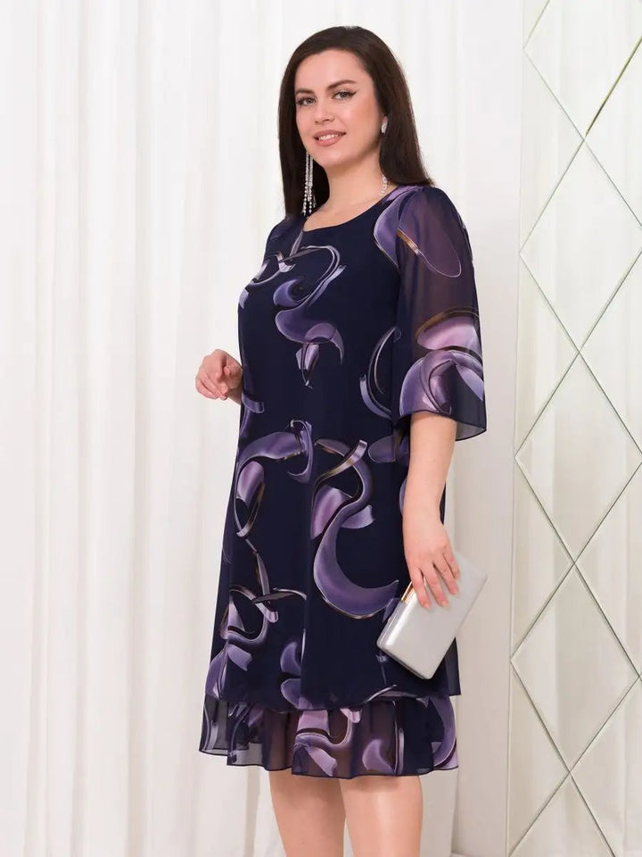 Emma Midnight Swirl Chiffon Dress