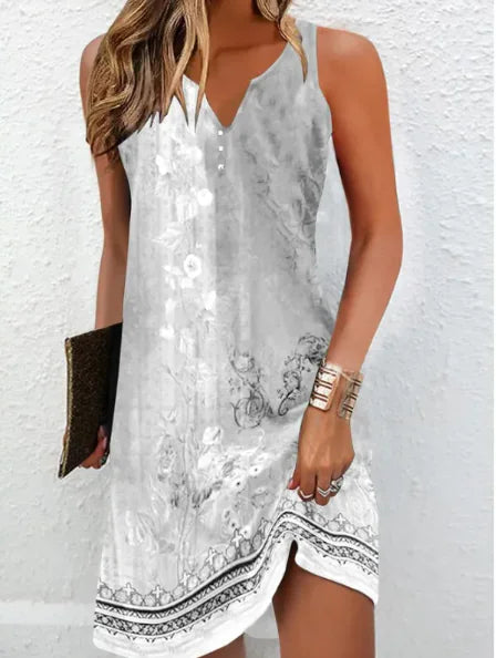 PAULINA™ BOHEMIAN PRINTED V-NECK DRESS