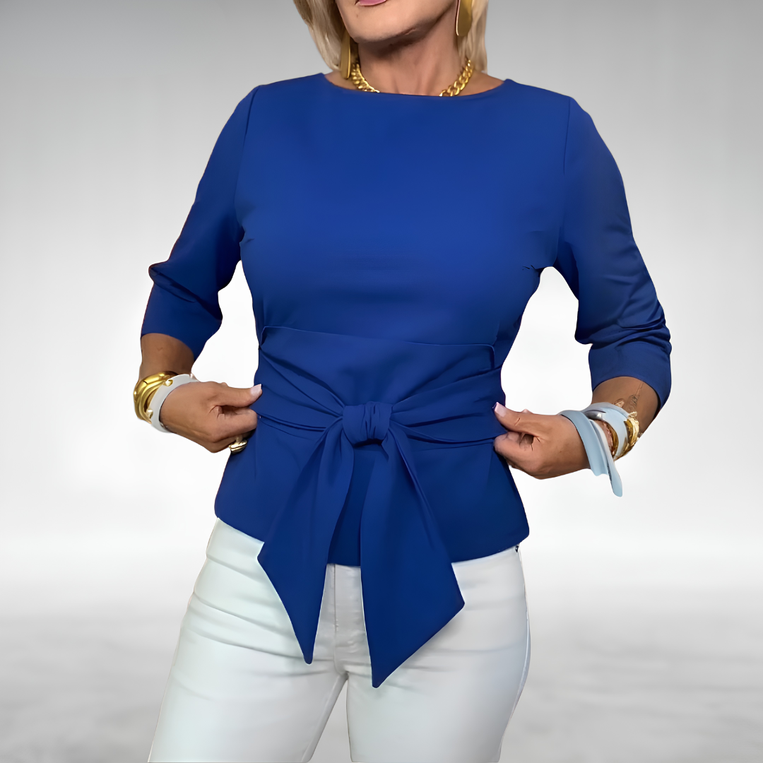 Avril Elegant Tie-Waist Blouse