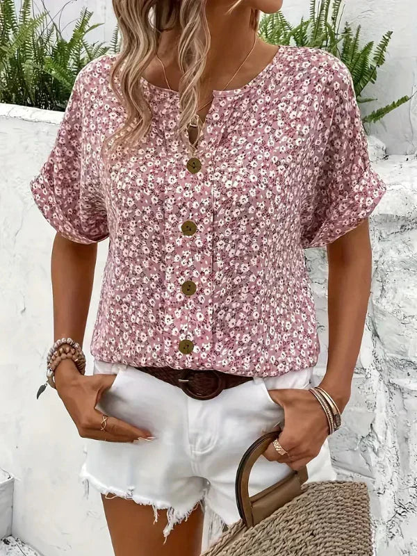 Amira - Floral Button-Up Blouse