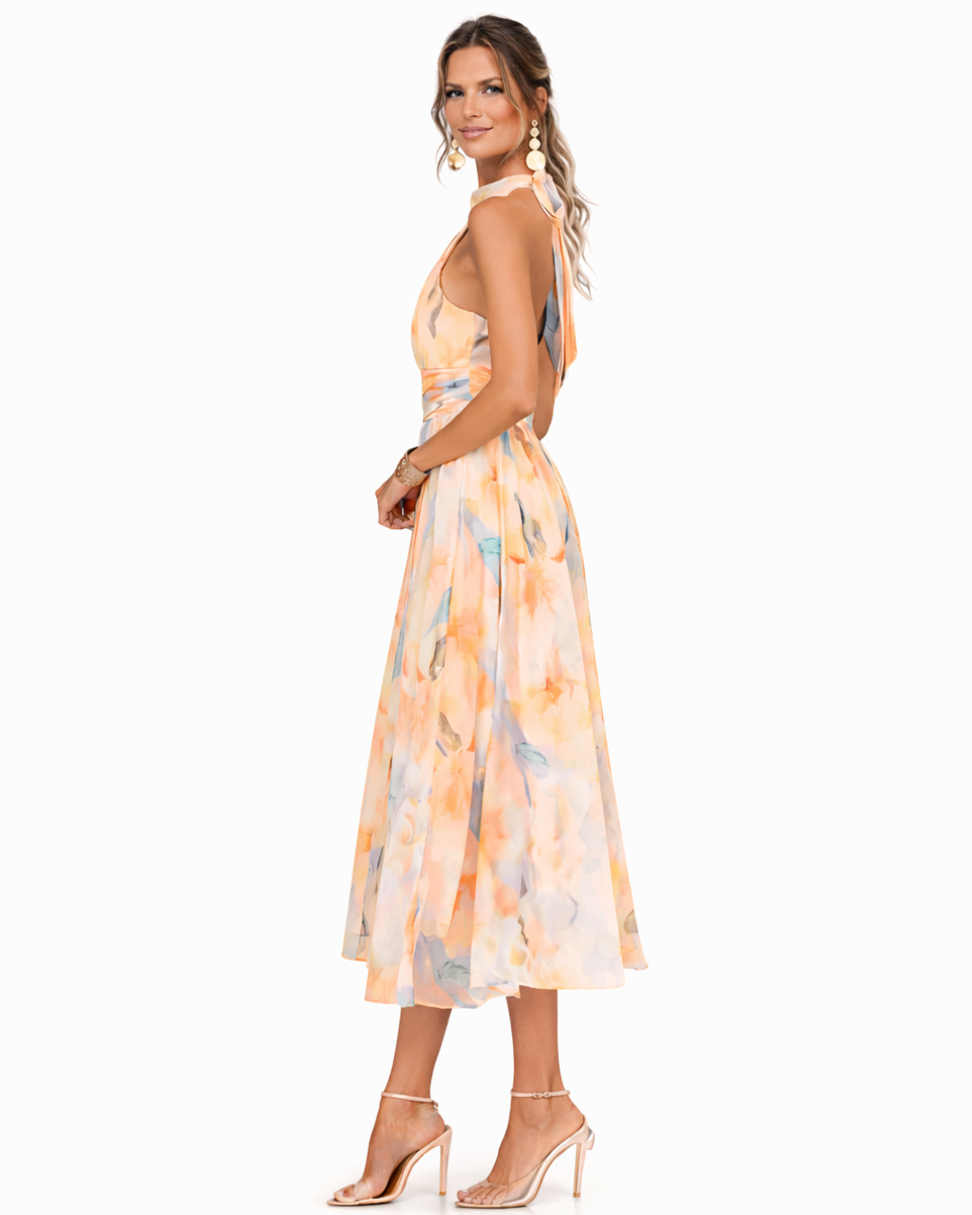 Luciana Watercolor Halter Maxi Dress