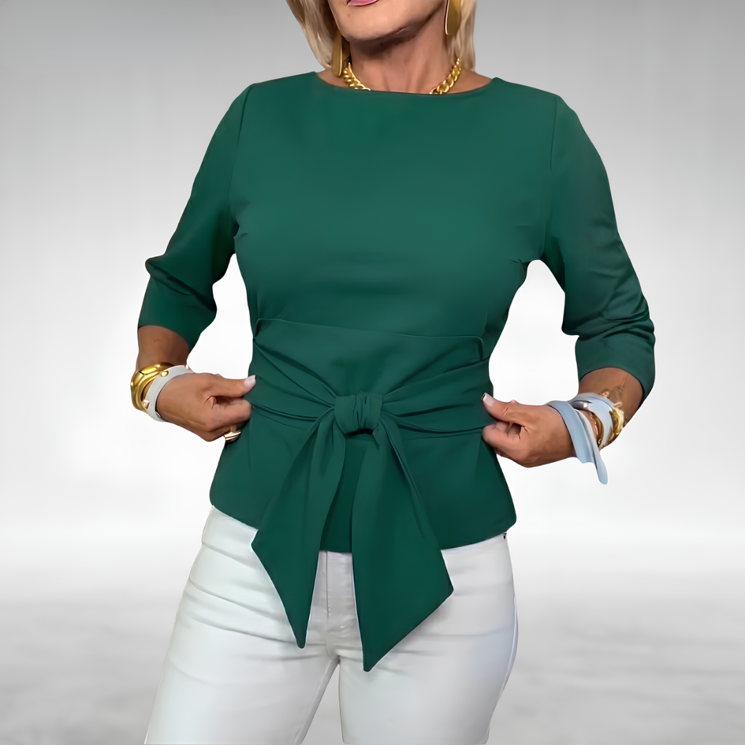 Avril Elegant Tie-Waist Blouse