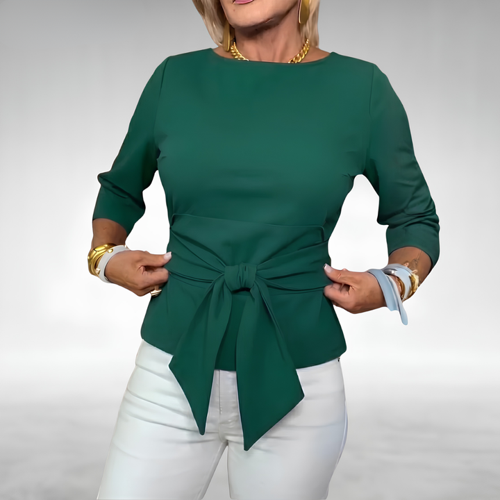 Avril Elegant Tie-Waist Blouse