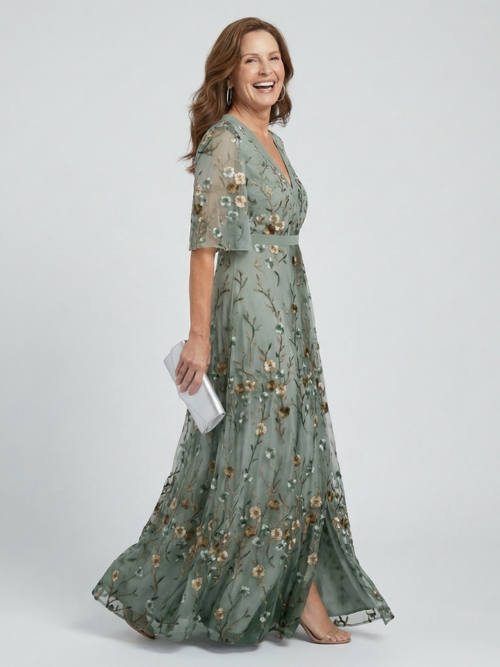 Gemma Floral V-Neck Flow Maxi Dress