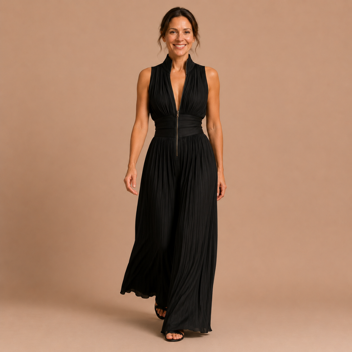 Sabina Elegant Floral Pleated Jumpsuit