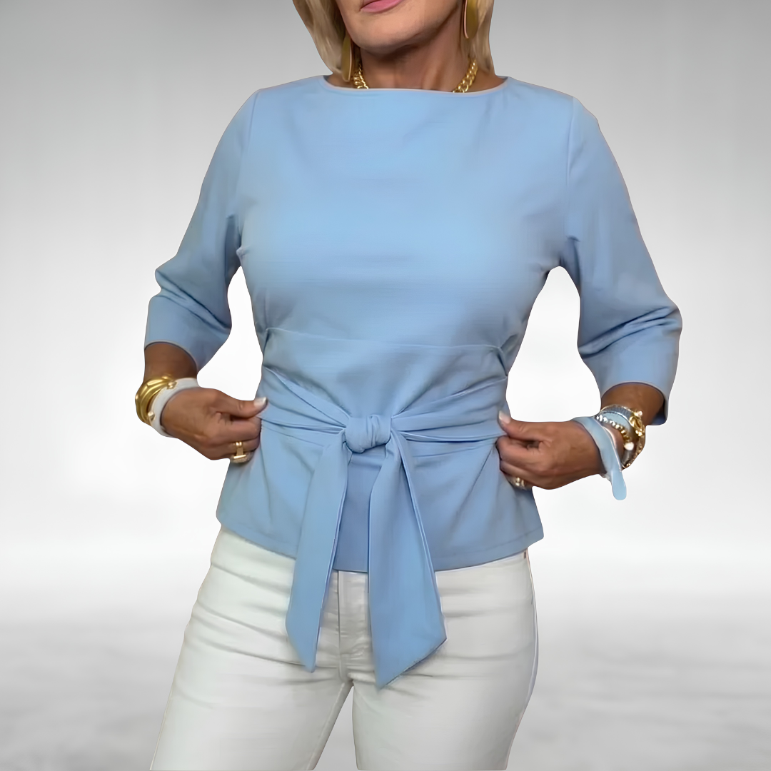 Avril Elegant Tie-Waist Blouse