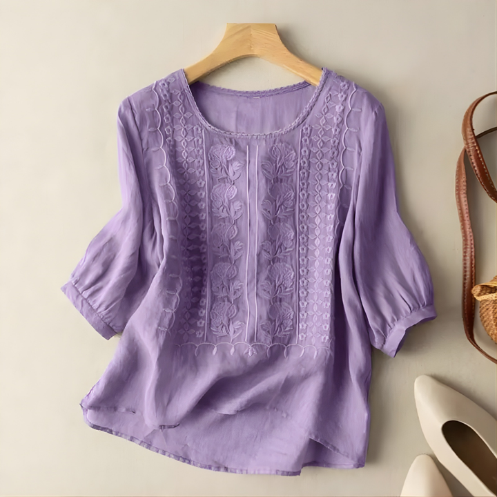Violet Embroidered Boho Blouse