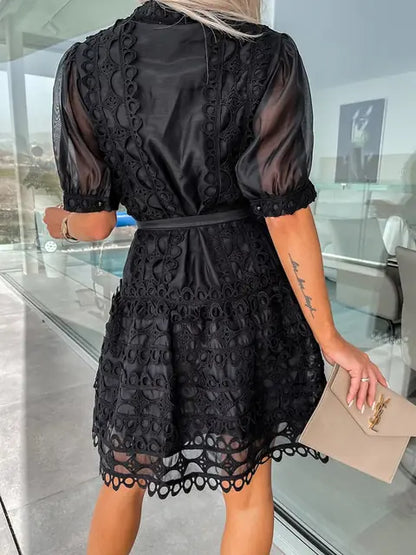 SAMANTHA™ PATCHWORK ELEGANT LACE MINI DRESS