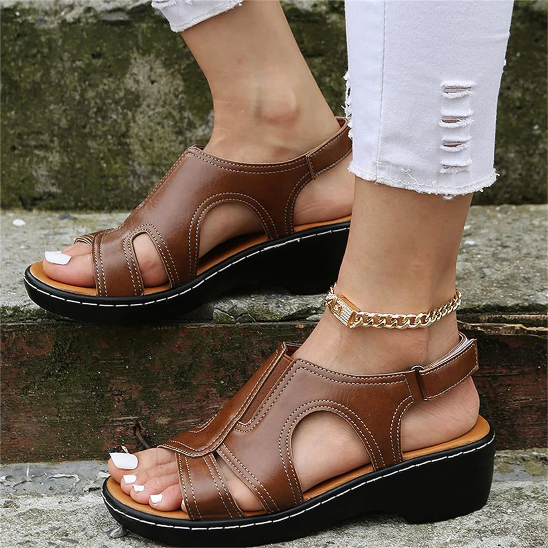 OLIVIA™ ORTHOPEDIC WEDGE LEATHER SANDALS