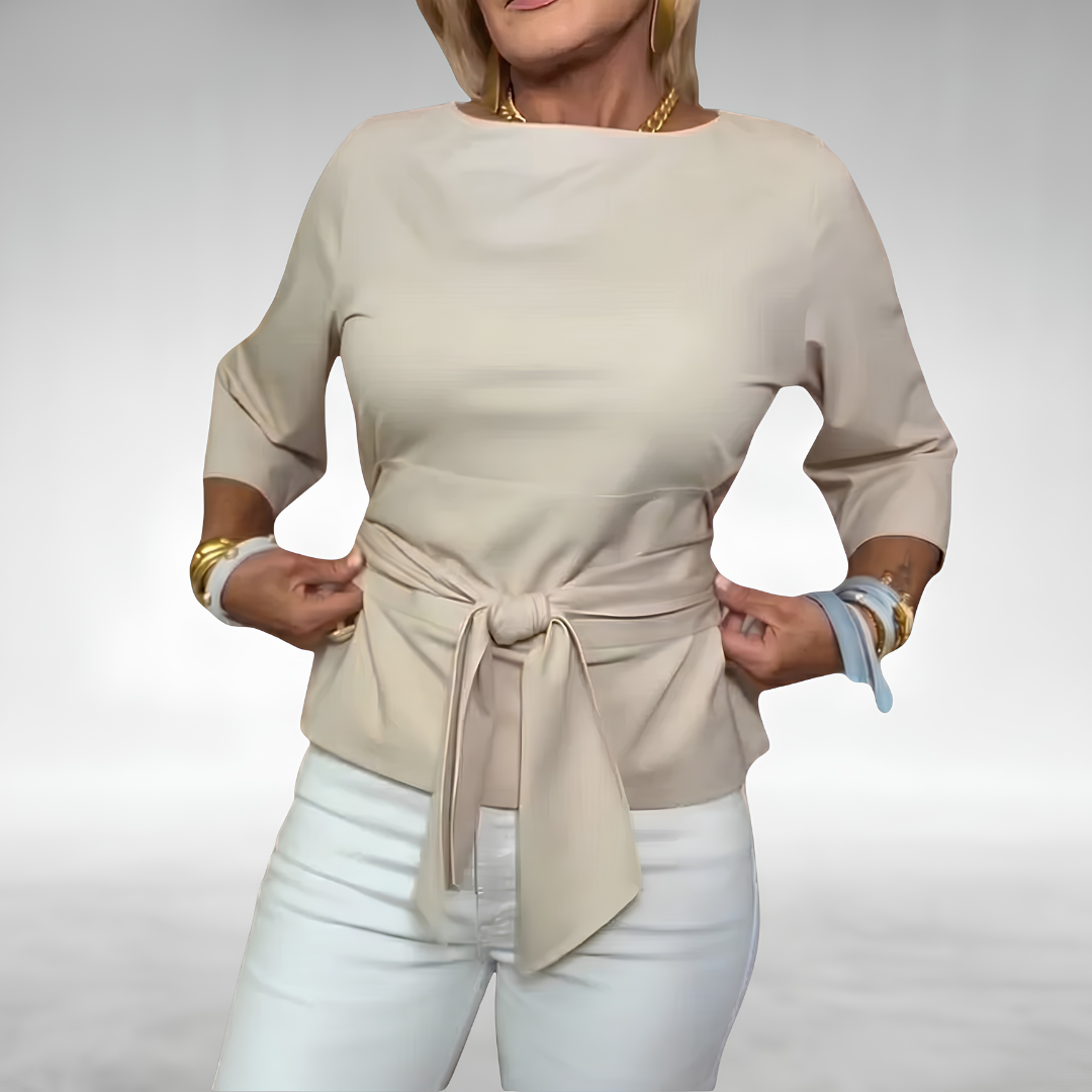 Avril Elegant Tie-Waist Blouse