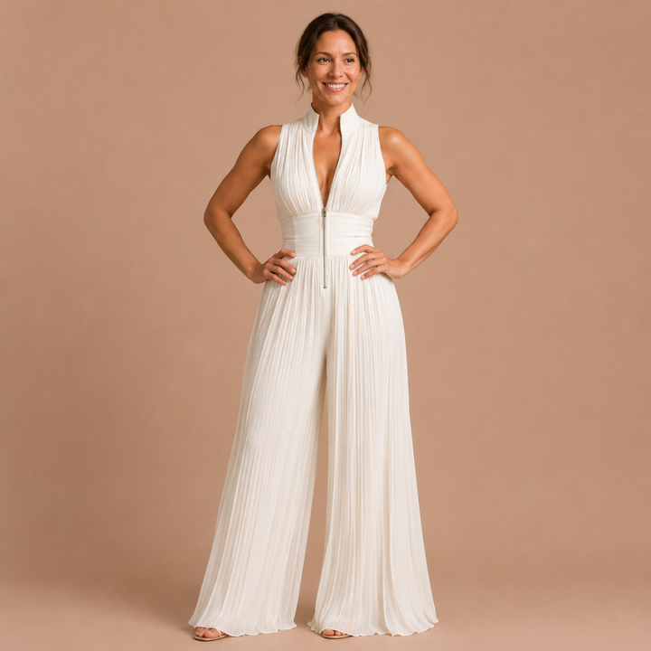Sabina Elegant Floral Pleated Jumpsuit
