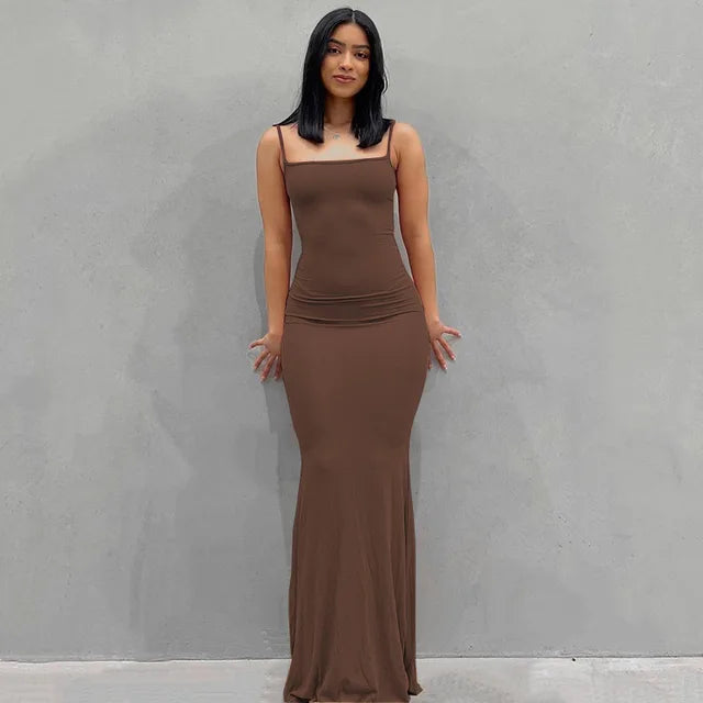 CHARLOTTE™ SATIN SLIP BACKLESS MAXI DRESS