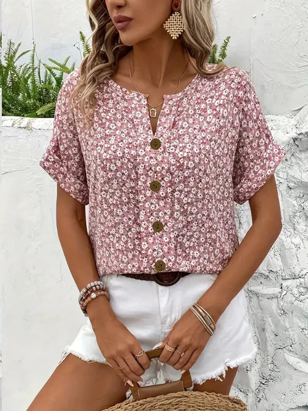 Amira - Floral Button-Up Blouse