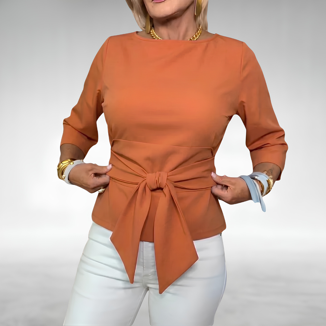 Avril Elegant Tie-Waist Blouse