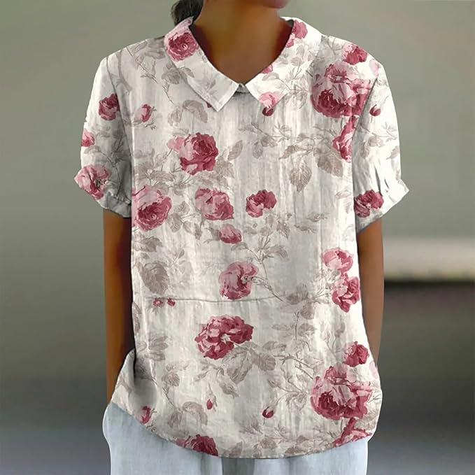 AMARA™ CASUAL RETRO FLORAL SHORT SLEEVE SHIRT