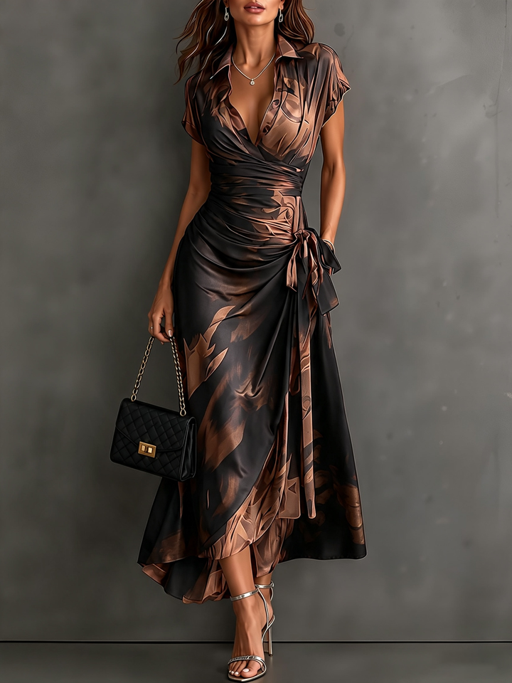 Mirella Midnight Rose Wrap Maxi Dress