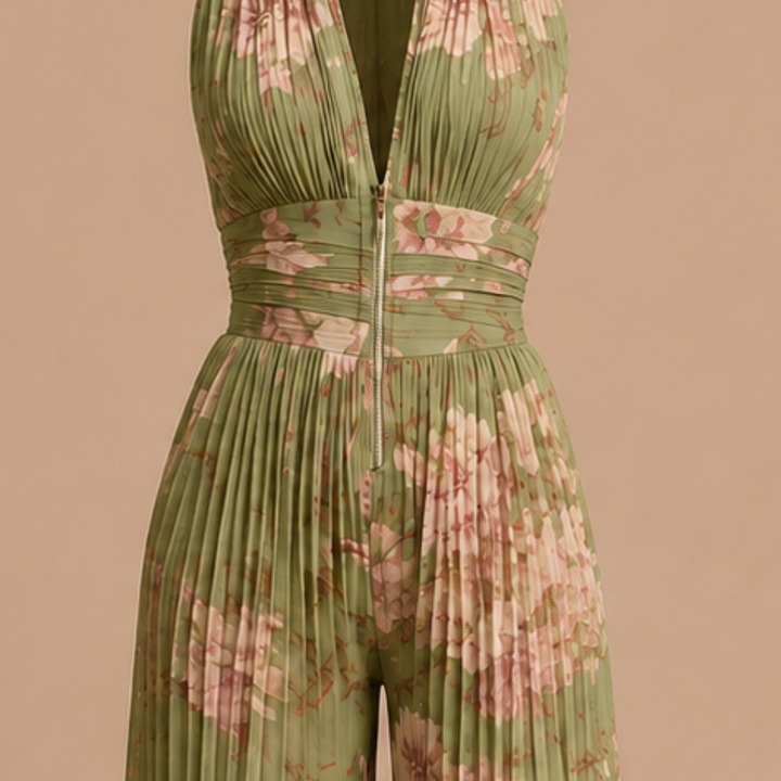 Sabina Elegant Floral Pleated Jumpsuit