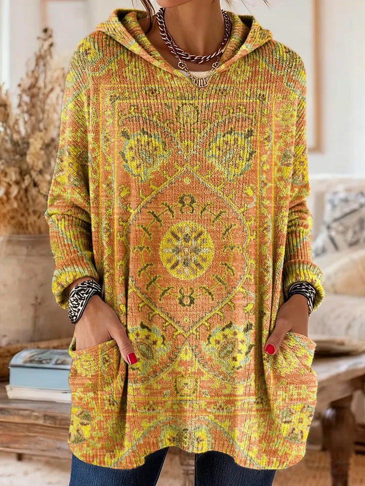 Alice Retro Ethnic Print Hooded Tunic