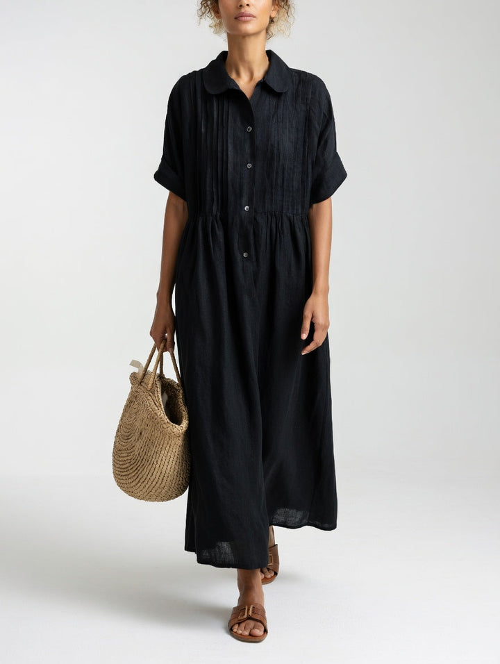 Alina Elegant Cotton Shirt Maxi Dress