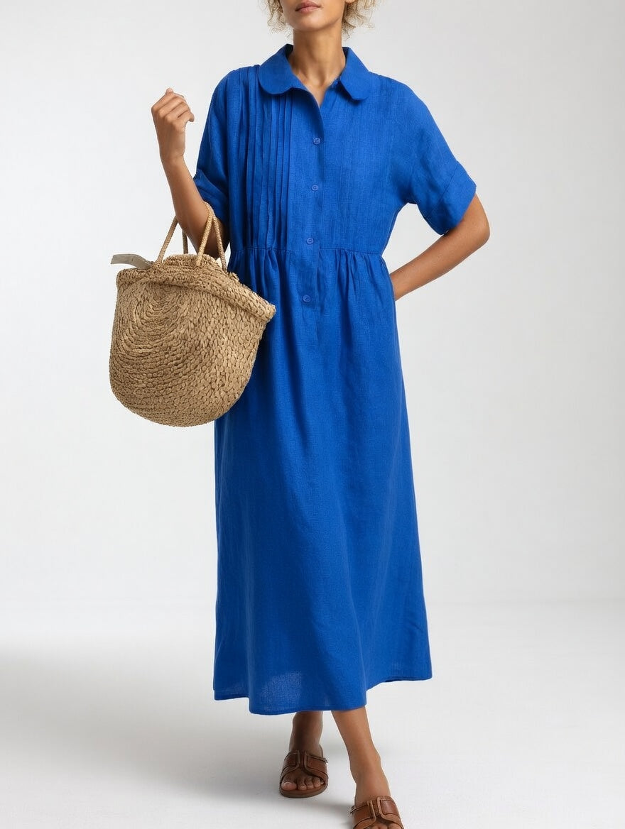 Alina Elegant Cotton Shirt Maxi Dress