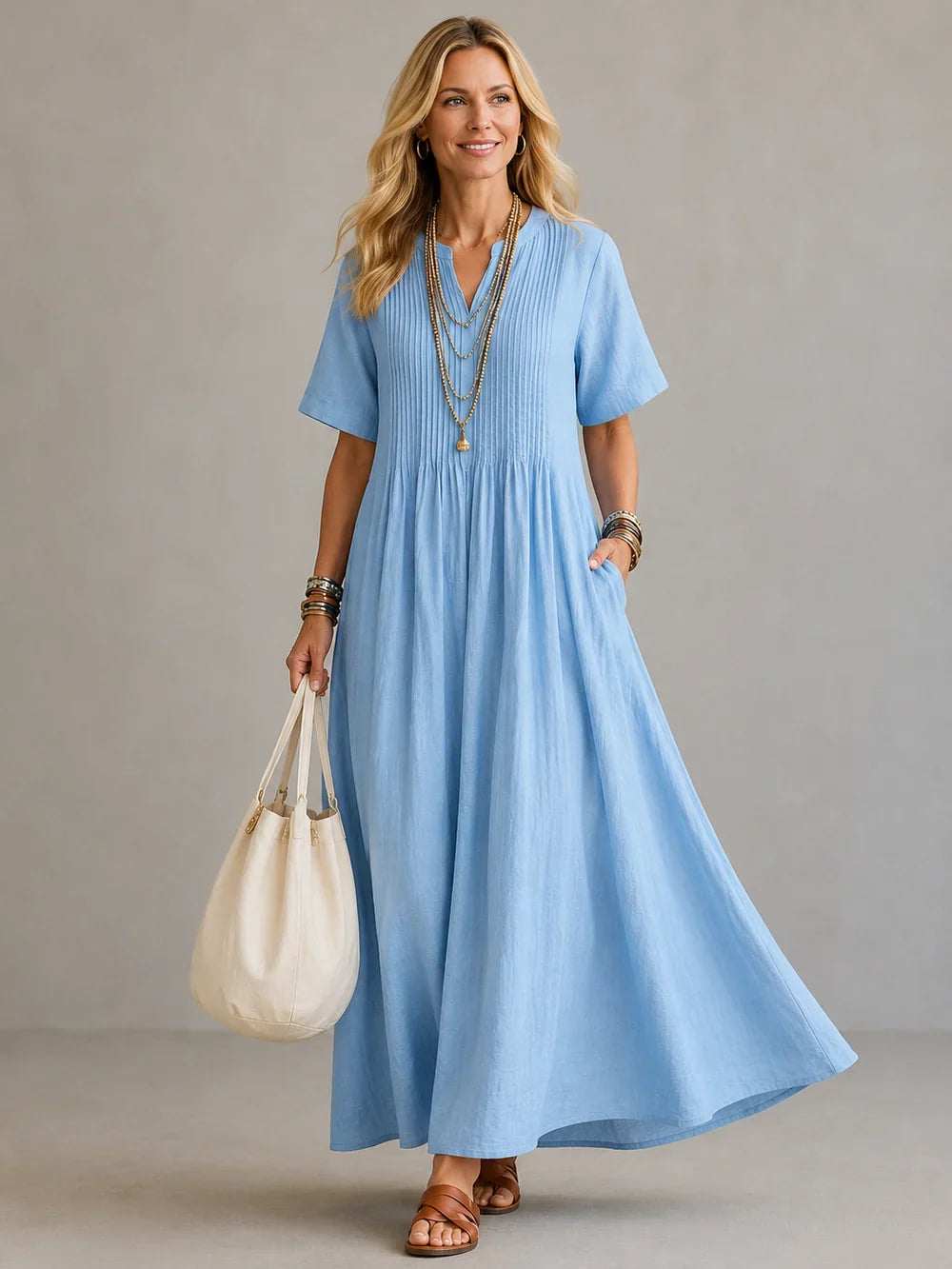 Genesis Flowing V-Neck Maxi Dress