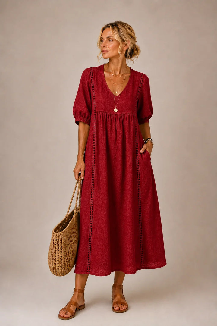 Angel Comfortable Lace Linen Dress