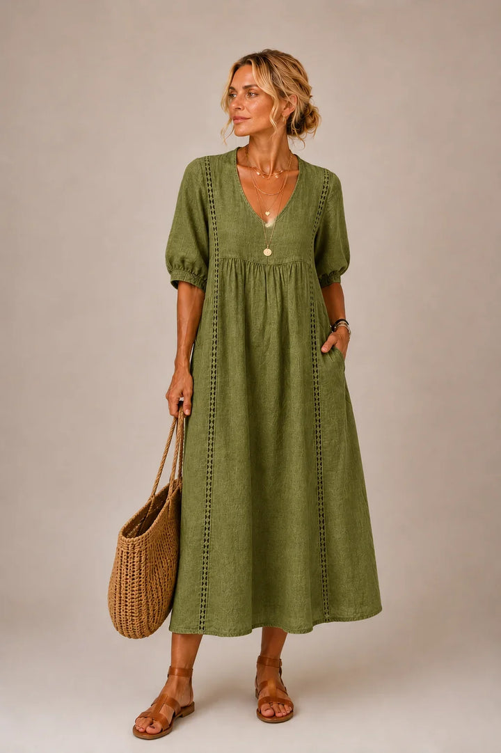 Angel Comfortable Lace Linen Dress