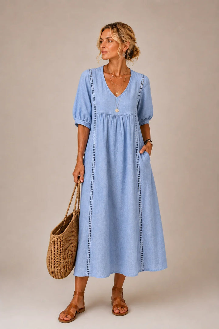 Angel Comfortable Lace Linen Dress