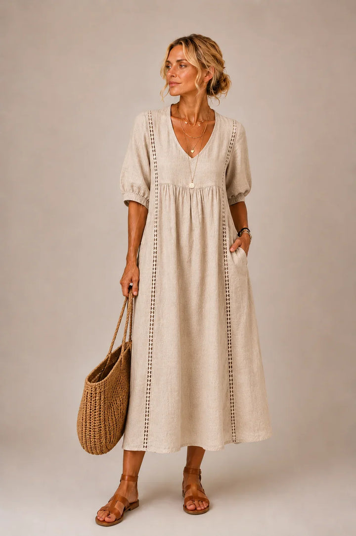 Angel Comfortable Lace Linen Dress