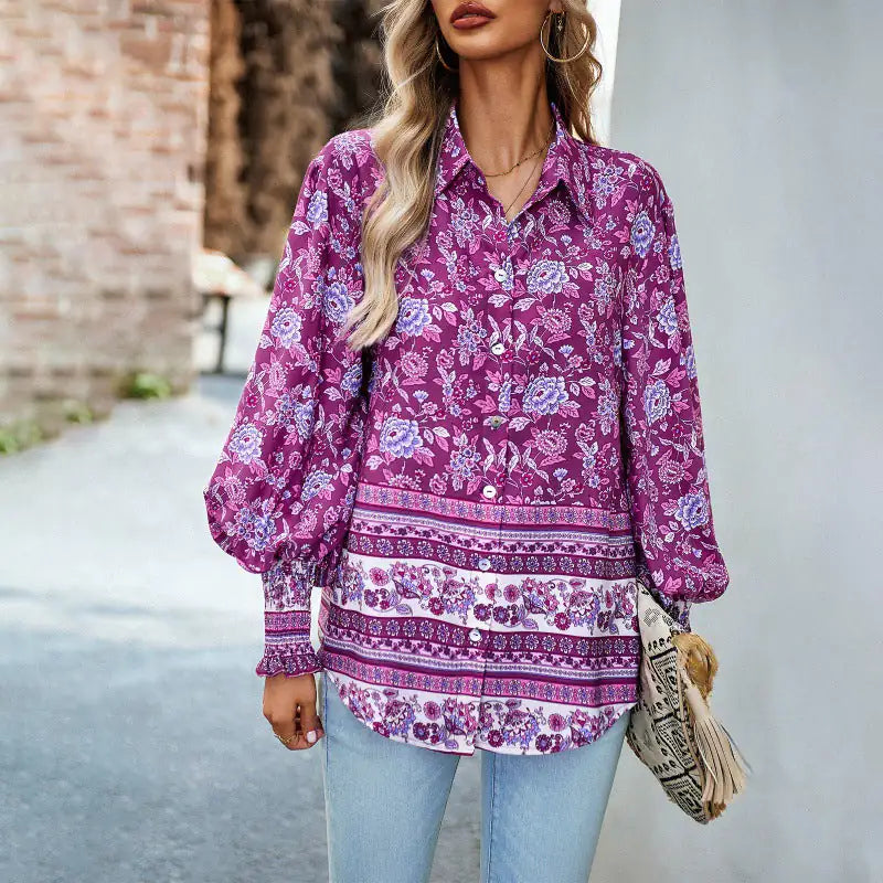 ALIANA™ FLORAL PRINTED LONG SLEEVE SHIRT