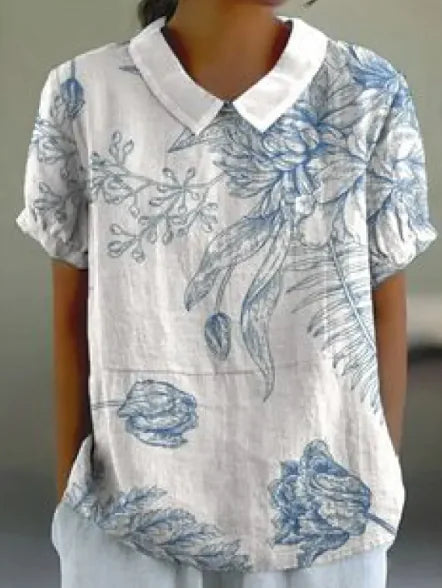 AMARA™ CASUAL RETRO FLORAL SHORT SLEEVE SHIRT