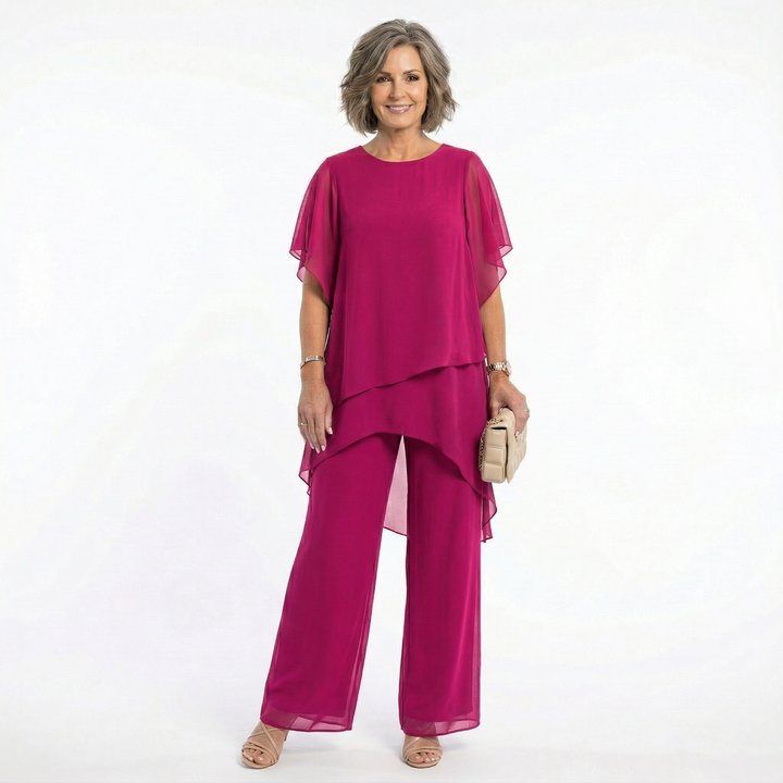 Arabella Tiered Tunic &amp; Wide-Leg Trouser Set