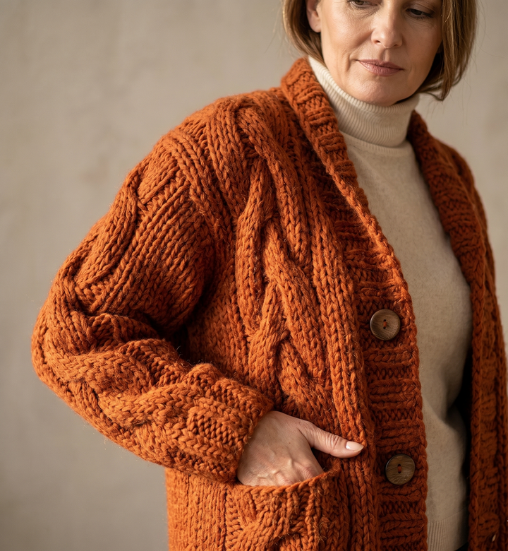 Alessia Elegant Cable Knit Coat