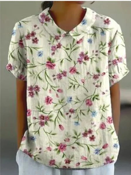 AMARA™ CASUAL RETRO FLORAL SHORT SLEEVE SHIRT