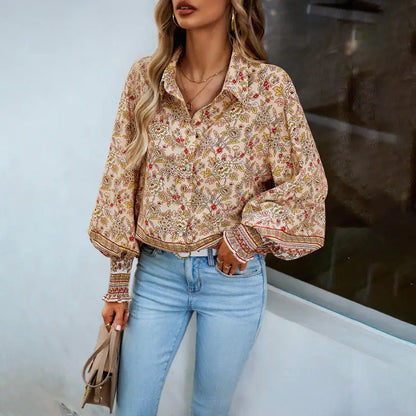 ALIANA™ FLORAL PRINTED LONG SLEEVE SHIRT