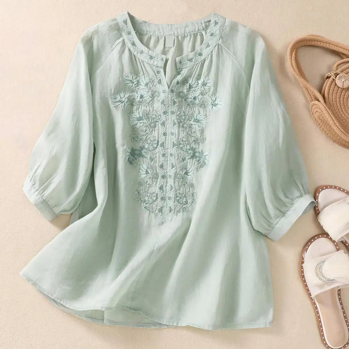 Sophie Embroidered Cotton Floral Blouse