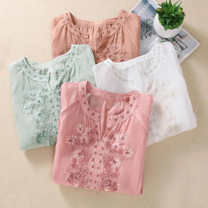 Sophie Embroidered Cotton Floral Blouse