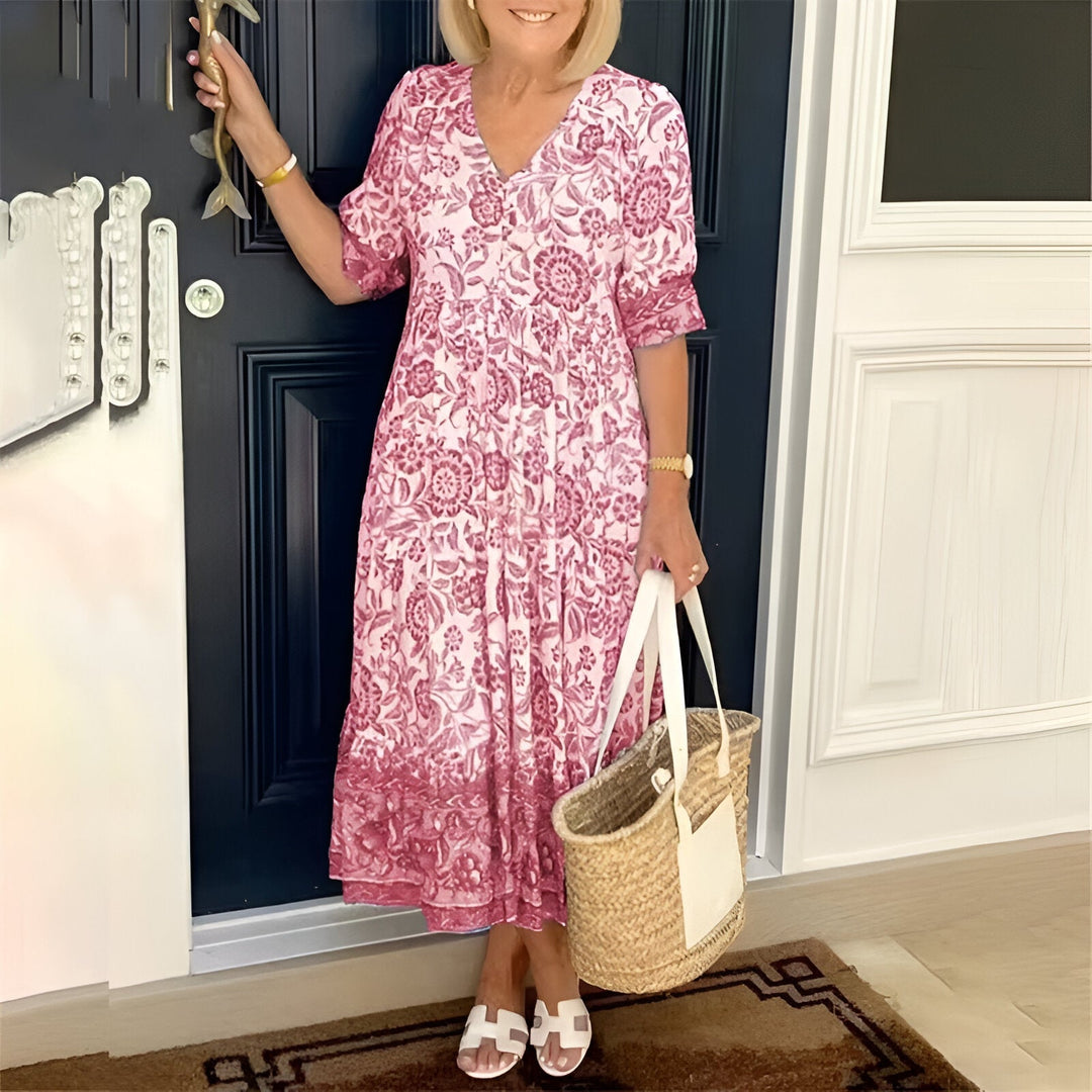 Rosetta V-Neck Bohemian Dress