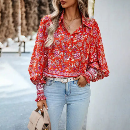 ALIANA™ FLORAL PRINTED LONG SLEEVE SHIRT