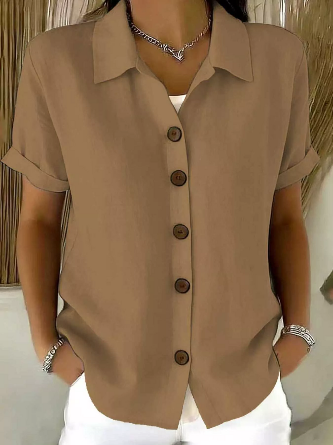 Daphne Relaxed Button-Front Shirt