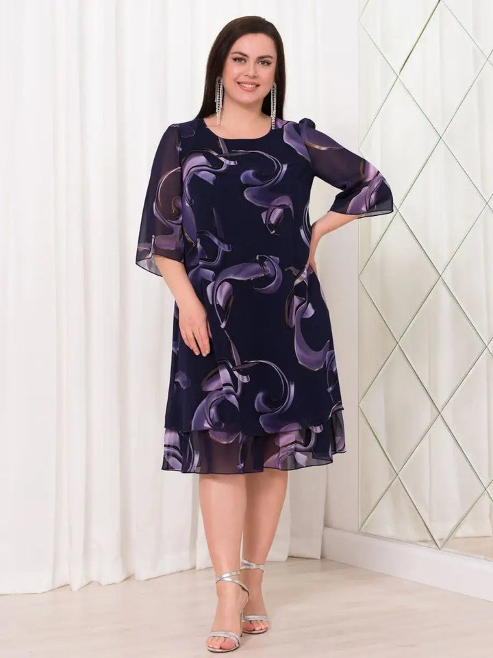 Emma Midnight Swirl Chiffon Dress