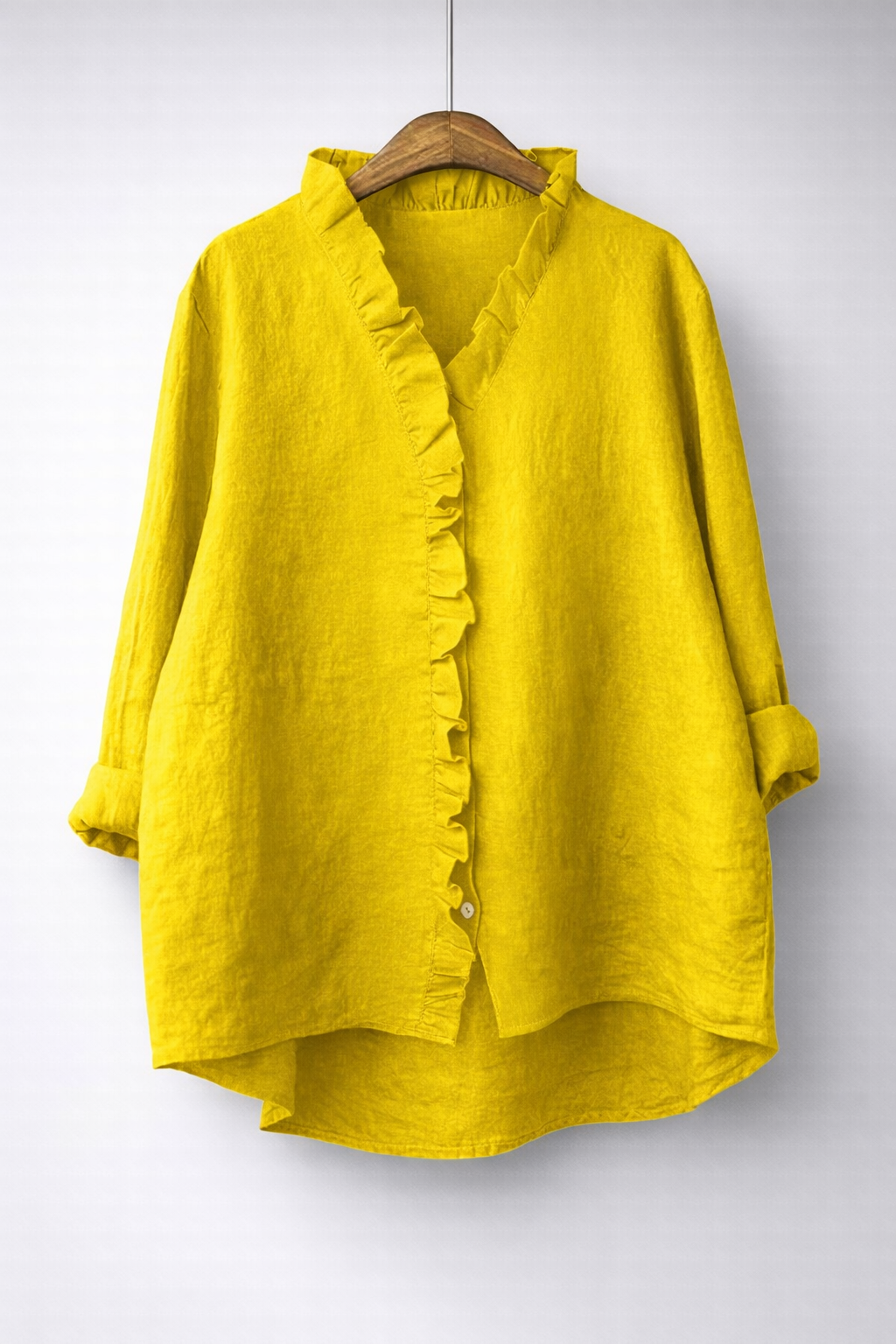 Luisa Elegant Ruffled Linen Blend Shirt