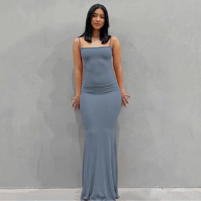 CHARLOTTE™ SATIN SLIP BACKLESS MAXI DRESS