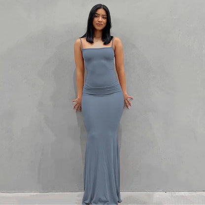 CHARLOTTE™ SATIN SLIP BACKLESS MAXI DRESS