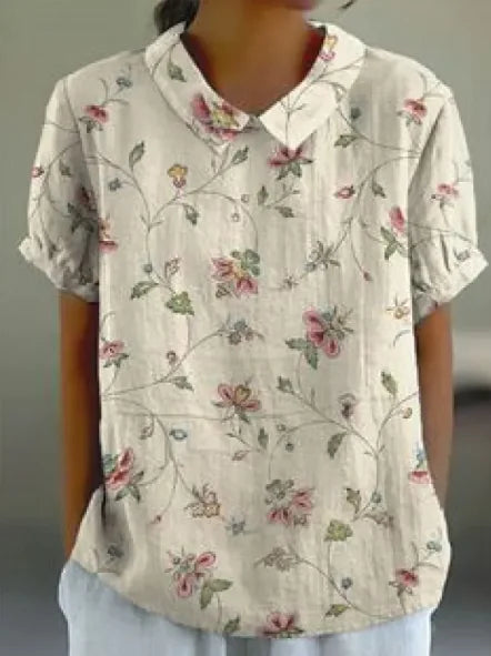 AMARA™ CASUAL RETRO FLORAL SHORT SLEEVE SHIRT